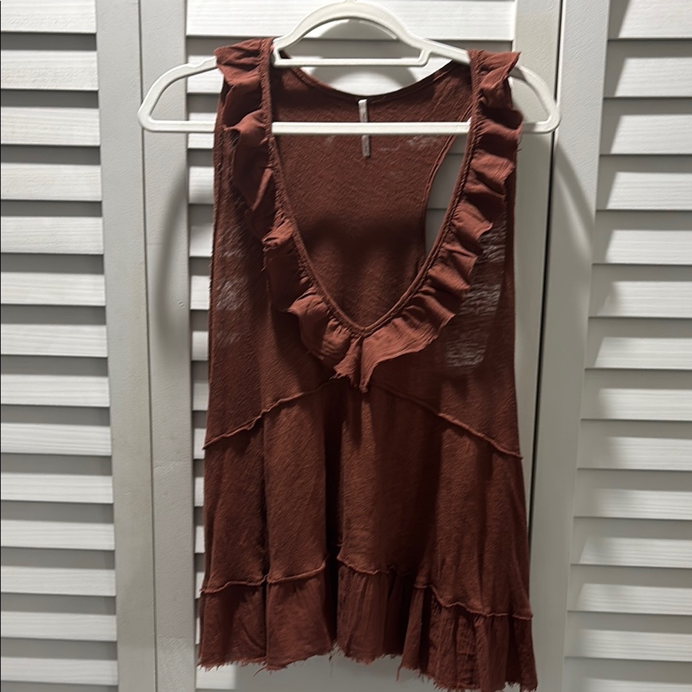 Free People Ruffled Brown Top